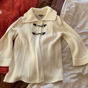 Macy's Cream Cowl Neck Sweater with Black Accents